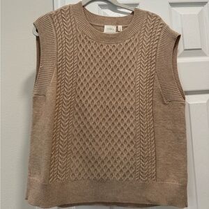 Tan Cable Knit Sweater Vest